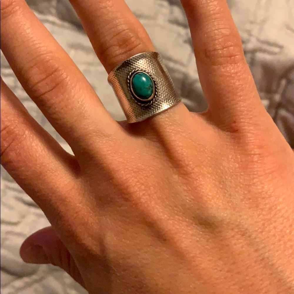 Sterling silver and turquoise statement ring